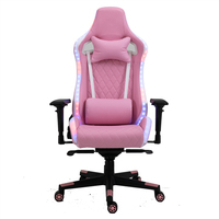 Chaise de jeu Silla, chaise de jeu de course avec massage, chaise de jeu pour ordinateur PC, vente chaude, aluminium moderne, cuir PU rose, une seule pièce