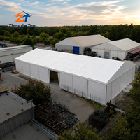 Tente d'entrepôt préfabriquée en alliage d'aluminium avec couverture en PVC imperméable, structure à travée libre, bâtiment de stockage temporaire pour exposition industrielle