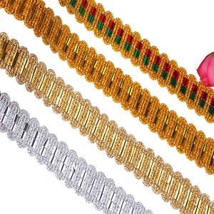 Ruban décoratif en dentelle métallique or et argent, perlé et pailleté, écologique, fait main, pour vêtements, costumes, robes, chapeaux et textiles DIY - Product Image 1