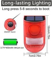 Détecteur de mouvement solaire étanche OEM CE avec alarme flash, dispositif répulsif antiparasitaire pour la protection extérieure des fermes et allées