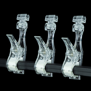 Support de pince en plastique transparent avec bras réglable 250 mm, installation facile pour étagères de vente au détail - Product Image 1