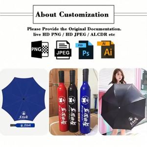 ร่มพิมพ์โลโก้แบบกำหนดเองขายส่ง ดีไซน์ใหม่ รูปทรงขวดไวน์ ของขวัญโฆษณา ร่มแบรนด์ดัง - Product Image 4