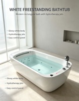 Baignoire autoportante chauffée pour adultes avec cascade LED, température constante, coussin de massage à bulles, spa