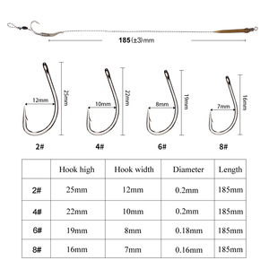 FTK Acier Carbone Carpe Pêche Cheveux Rigs Assortiment Main Attaché Crochets Taille 2 #4 #6 #8 # Super Fort Anti-Corrosion Matériel de Pêche - Product Image 2