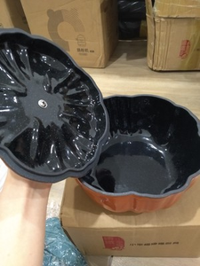 Faible QUANTITÉ MINIMALE DE COMMANDE Citrouille Forme Émail Pot Ensemble Casseroles Émail <span class=keywords><strong>Fonte</strong></span> Pot De Fer Citrouille Néerlandais Four pour le Festival - Product Image 5