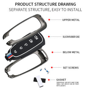 Étui de protection pour clé de voiture en alliage de zinc et gel de silice pour <span class=keywords><strong>Ford</strong></span> 2011 2012 2013 EDGE Lincoln Navigator Porte-clés Porte-clés Sac <span class=keywords><strong>Accessoires</strong></span> - Product Image 5