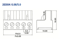 Bloc de bornes enfichables 2-24 broches mâle/femelle 2EDGK-5.08/5.0, connecteur PCB en cuivre 15A