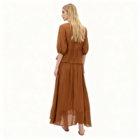 Nouvelle Robe Longue Deux Pièces en Rayonne et Mousseline Style 2026, Taille Naturelle, Écologique, Respirante, Plusieurs Couleurs Disponibles (ODM)