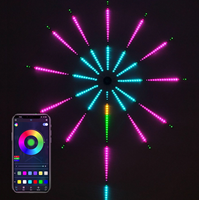 Lampes à LED à effet de feux d'artifice dimmables 3m blanc chaud en fer pour jardin, lampe décorative IP44 5V avec télécommande via application