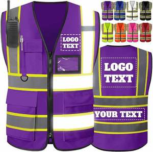 Gilet de sécurité haute visibilité en maille respirante, protection certifiée ANSI avec bandes réfléchissantes, plusieurs poches pour travaux de construction - Product Image 2