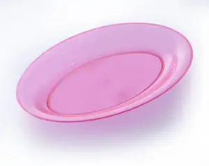 थोक खाद्य ट्रे गुलाबी रंग-कारखाने गर्म बिक्री कुंवारी पुनश्च रंग स्पष्ट गुलाबी प्लास्टिक खाना परोसने अंडाकार ट्रे