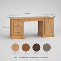 Bureau de direction français OEM&ODM avec tiroirs et armoire, bureau à piétement en chêne patiné pour bureau à domicile, bureau de direction classique pour maison et hôtel
