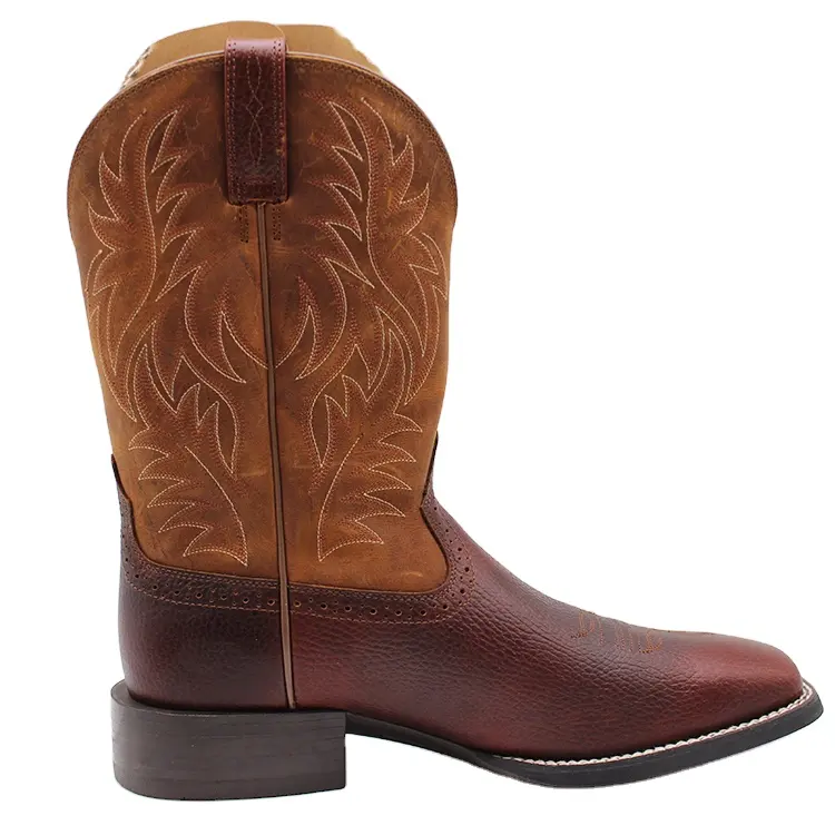 Botas antideslizantes estilo Cowboy, calzado de trabajo con punta cuadrada, estilo occidental