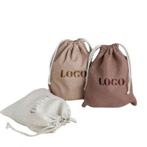 Sac à cordon en toile de coton avec logo personnalisé imprimé, double cordon, pour cadeaux, sacs à main et chaussures - Product Image 5