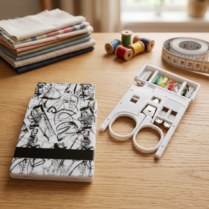 AA0099 Traveling <b>Sewing</b>|<b>Sewing</b> Accessory Plastic Card Holder With Abstract Black And White Pattern Square Shape For Needlework - Product Image 1