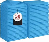 Serviette en microfibre bleue 80% polyester 20% polyamide double face sans ourlet, lot en vrac, multi-usages, séchage rapide, pour lavage de voiture et nettoyage de vitres