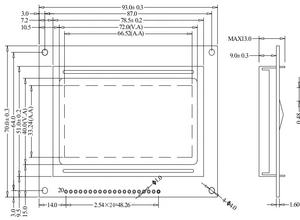 Módulo de pantalla LCD con retroiluminación LED, 3,0 ", 93x70mm, serie SPI ST7920 128x64 STN, matriz gráfica amarilla y verde, 12864 - Product Image 5