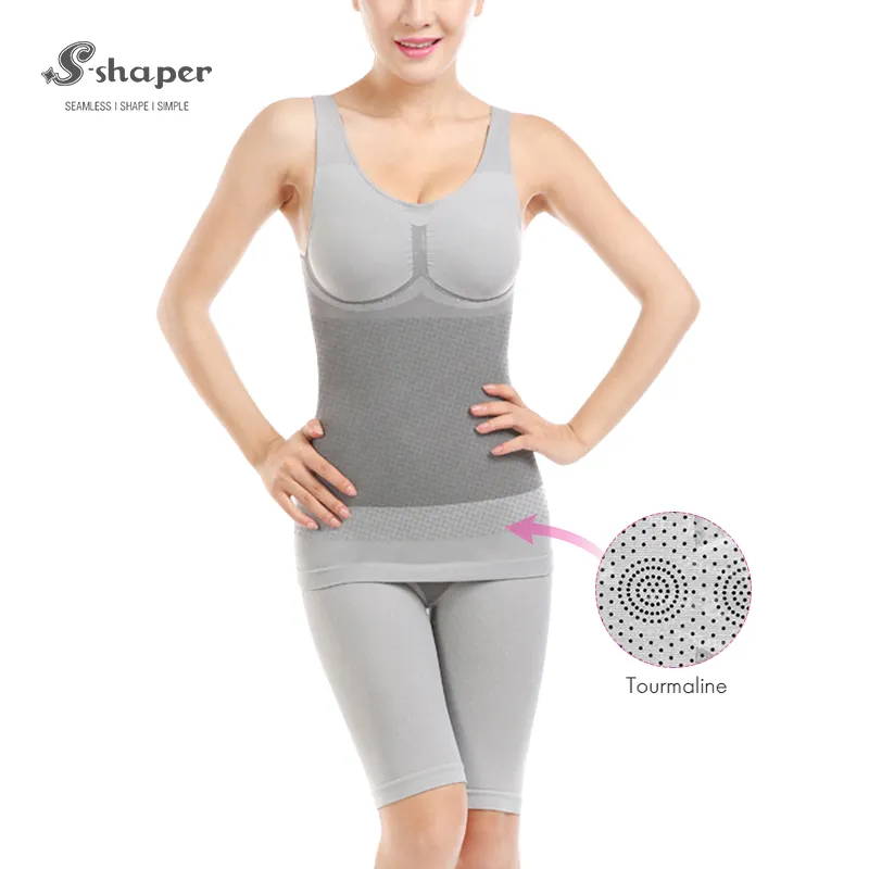 S-SHAPER Damen Tourmalin Bambus nahtlos Abnehmen Körperformungskleidung Shapewear Oberteile anzüge