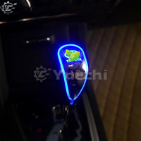 Poignée de levier de vitesse automatique à LED avec rétroéclairage tactile, poignée de levier de vitesse en cuir avec logo de voiture