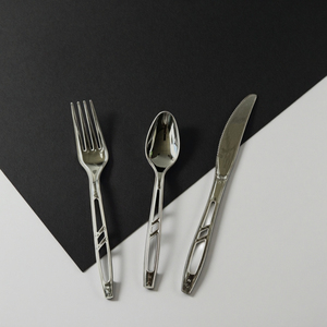 Hiện đại cá nhân bọc nhựa dùng một lần thìa Rỗng ra phương Tây Bộ đồ ăn tay đánh bóng thiết lập dao kéo - Product Image 2