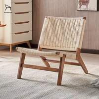 Chaise de salon de style japonais en gros avec corde tressée et structure en bois massif pour la maison