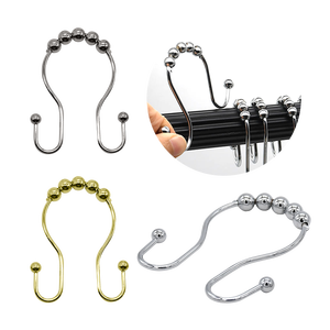 Shower <b>Curtain</b> Hooks Double Sided Stainless Steel Bathroom Metal <b>Rings</b> Rustproof Hangers with Smooth Glide Wheels - Product Image 2