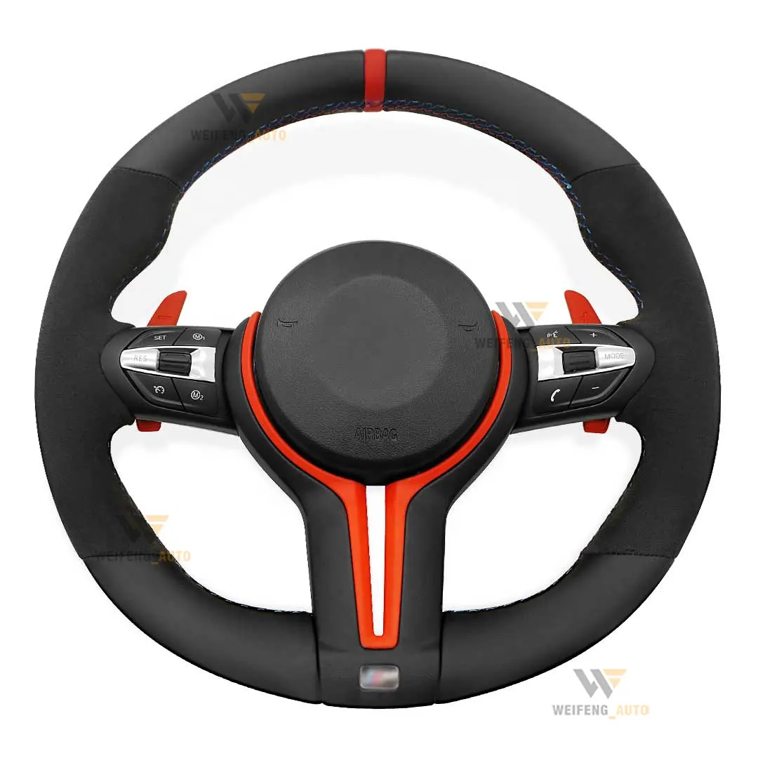 Customized new leather+alcantara steering wheel fit for bmw M3 M4 M6 F10 F30 F45 F22 F82 matte red popular