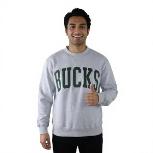 Felpa girocollo con stampa <span class=keywords><strong>Bucks</strong></span> unisex oversize in cotone grigio, pullover casual per l'autunno FINER THREADS - Product Image 1