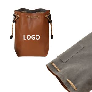 Customized Logo DSLR <b>Camera</b> <b>Bag</b> Waterproof PU Leather Drawstring Sling Pouch with Strap - Product Image 3