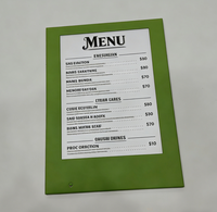 Menu lumineux personnalisé en similicuir avec éclairage LED, 1 page, porte-menu éclairé