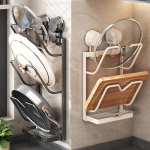 ที่แขวนฝาหม้อติดผนังแบบไม่ต้องเจาะ  พร้อมถ้วยดูดสุญญากาศ  สำหรับจัดเก็บในครัว ป้องกันฝุ่น รุ่น A20 - Product Image 1