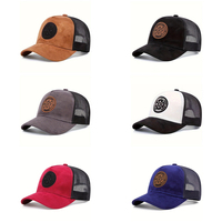Casquette Trucker 5 Panneaux Unisexe en Faux Daim et Maille, avec Logo Personnalisé Brodé en 3D et Imprimé en Relief Bicolore de Haute Qualité