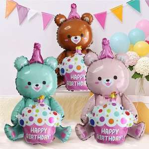 Sarılabilen Pasta Ayı Oyuncak Ayı Alüminyum Folyo Balon Sevimli Karikatür Doğum Günü Partisi Mezuniyet Balonları - Product Image 3