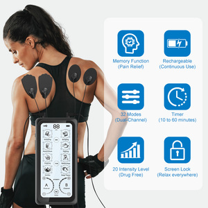מכשיר עיסוי <span class=keywords><strong>TENS</strong></span> EMS מקצועי 32 מצבים, דו-ערוצי, מסך מגע LCD, נטען, להקלה על כאבים ואימון שרירים - Product Image 1