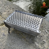 Barbecue pliant compact et portable en acier inoxydable, résistant à la rouille, facile à nettoyer, pour balcon, camping-car, 1 à 3 personnes, faible teneur en carbone
