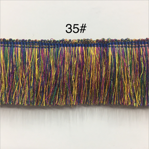 4cm verde azulado azul cepillo flecos Trimtape encaje gitano bohemio flecos ajuste para manualidades costura étnica ajuste flecos cinta - Product Image 5