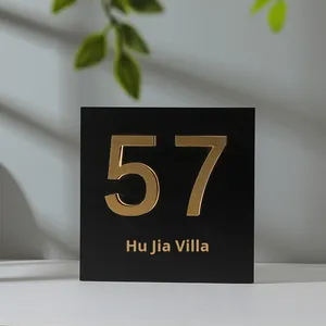 Custom LED <strong>Panel</strong> Brushed Silver Stainless Steel Apartment 3D Backlit Square Hotel Door Sign with Room <strong>Number</strong> 57 - Product Image 5