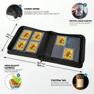 <span class=keywords><strong>Classeur</strong></span> de cartes à collectionner haut de gamme bleu imperméable personnalisé à 4 pochettes pour le rangement de cartes TCG - Product Image 5