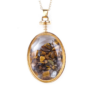 Collier pendentif bouteille à vœux elliptique en strass de cristal, chaîne de liaison, cadeau, bijoux de mode - Product Image 5