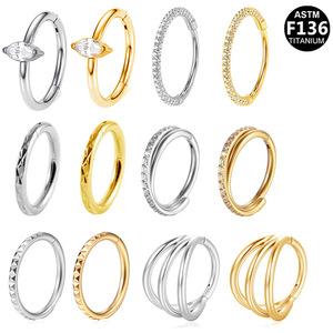 <b>Titanium</b> Alloy Nose Ring G23 Inlaid Zircon Marquise <b>Stud</b> Unisex Everyday Wear - Product Image 1