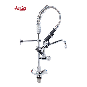Deck <b>Mount</b> Kitchen Commercial Faucet 2-way Water Mixer Tap Dual Handle Single Hole Pre Rinse Faucet - Product Image 1