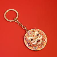 Porte-clés rotatif anti-stress en alliage de zinc, style chinois, tendance nationale, tête de lion, danse du lion, créatif culturel, fidget spinner