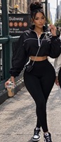 Nouvel ensemble décontracté deux pièces pour l'automne : veste courte et pantalon legging taille haute moulant