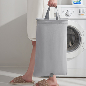 Fabric Laundry <b>Basket</b> With Lid Rectangle Non Woven Dustproof Clothing Organizer For Home Bathroom Use - Product Image 3