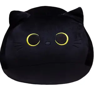 2024 оптовая продажа многоцветная черная кошка Подушка плюшевая кукла милый кот плюшевая игрушка