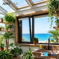 Ventana Abatible de Aluminio con Certificación CSA para Canadá, Triple Acristalamiento, Rotura de Puente Térmico, Eficiencia Energética