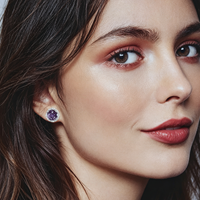 Fabrik-Großhandel Rhodium-Plattierte 925 Sterling Silber Rosenschliff Verschiedene Arten von Natürlichen Edelsteinen Blumen-Ohrstecker für Damen
