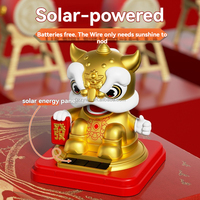 Figurine de lion chinois dansant de 3,5 pouces en ABS, alimentée à l'énergie solaire, statue de lion porte-bonheur, ornement Feng Shui, cadeau d'entreprise pour le Nouvel An