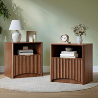 JIAMEIJIA Chevet double moderne à lumière naturelle avec bande décorative verticale pour chambre à coucher