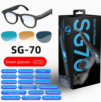 Lunettes Intelligentes AI SG70 avec Caméra d'Enregistrement Vidéo - Contrôle par Application Tactile, Batterie Rechargeable, Matériau ABS+PC, Idéales pour la Traduction en Réunion